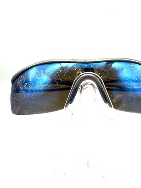 Revo Mens Blue Mirrored Wrap Sunglasses Gunmetal Frame Sport Shield Shades
